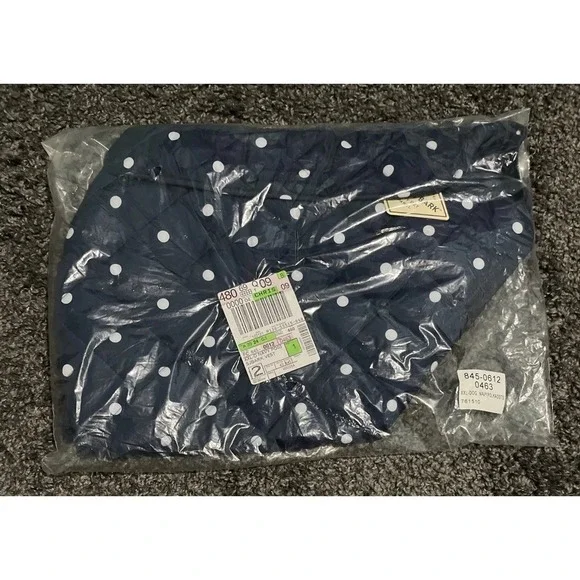 St Johns Bark‎ Pet Apparel Dog Jacket Quilted  XXL Navy Blue w/ white Polka Dot