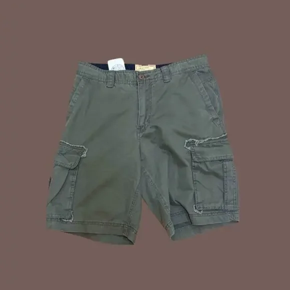 Vintage Transcript Men’s Olive Green Distressed Cargo Shorts Size 32W
