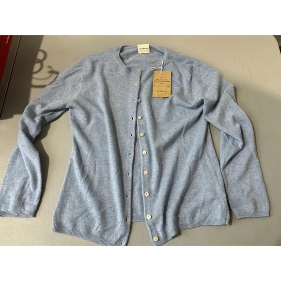 NWT Good Harbour Store XL‎ Women's Blue Cardigan 100% Cashmere