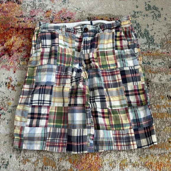 J.Crew Patchwork Plaid Madras Shorts Mens Size 30W Multicolor Preppy Y2K