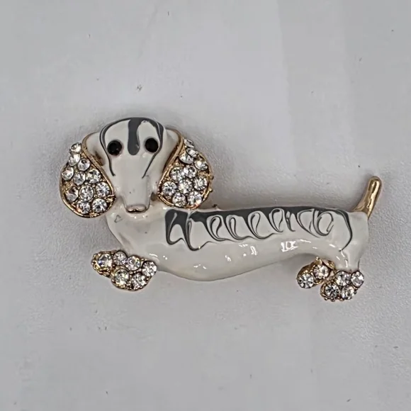 Elegant Dachshund Dog Brooch - Gold and Silver