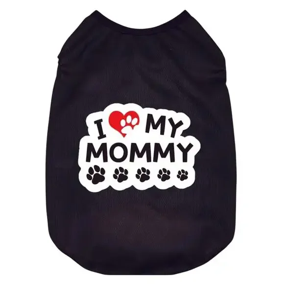 I Love My Mommy Pet T-Shirt in Black, Size XS