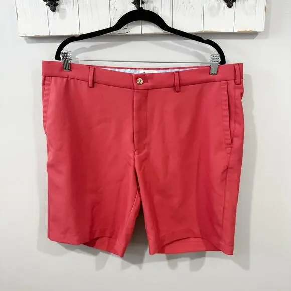 Peter Millar Crown Sport Salem Golf Shorts Coral 38 EUC Performance