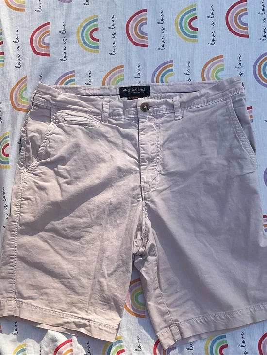 American Eagle Outfitters Men’s Light Taupe Flat Front Chino Shorts
