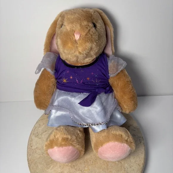 Build-A-Bear Workshop Bunny Rabbit Plush‎ in Purple Fireworks Dress Outfit Sound