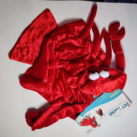 Red Plush Lobster Dog Costume With‎ Claws And Hood Large Sea Creature large new