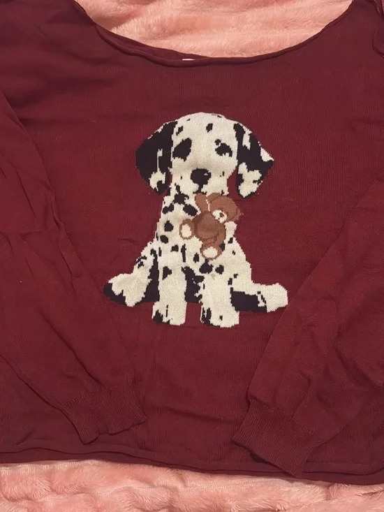 Aeropostale Maroon Dog Graphic Pet Sweater