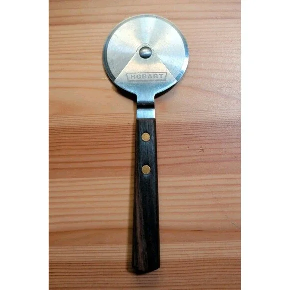 Vintage Hobart Pizza Dough Cutter Roller Japan Wooden Handle Stainless Steel