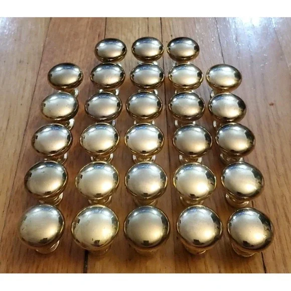 Gold Tone Round Mushroom Style Drawer Cabinet Knobs 1 1/8