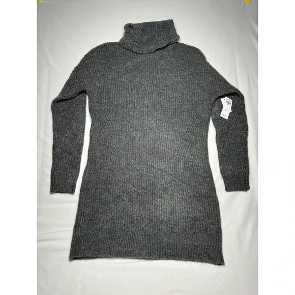 Abercrombie & Fitch NWT TurtleNeck Sweater Dress Womens L Gray‎ Long Sleeve Boho