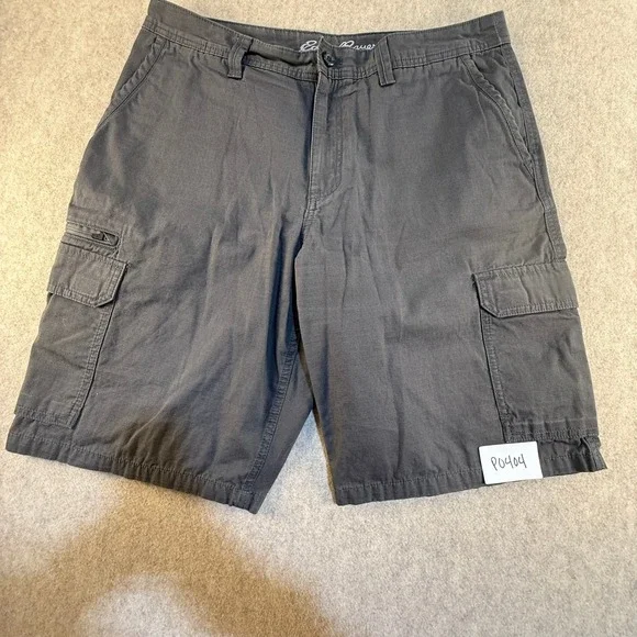 Eddie Bauer‎ Mens Cargo Shorts Size 35 Gray Ripstop Multi Pocket Outdoor Casual