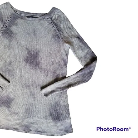 AEO Green/Black TieDye Sweater W Criss-Cross Tie Shoulders - S