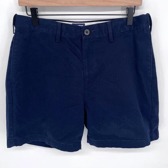 Lands' End Chino Shorts Mens 33 Navy Blue Traditional Fit Cotton Casual Preppy