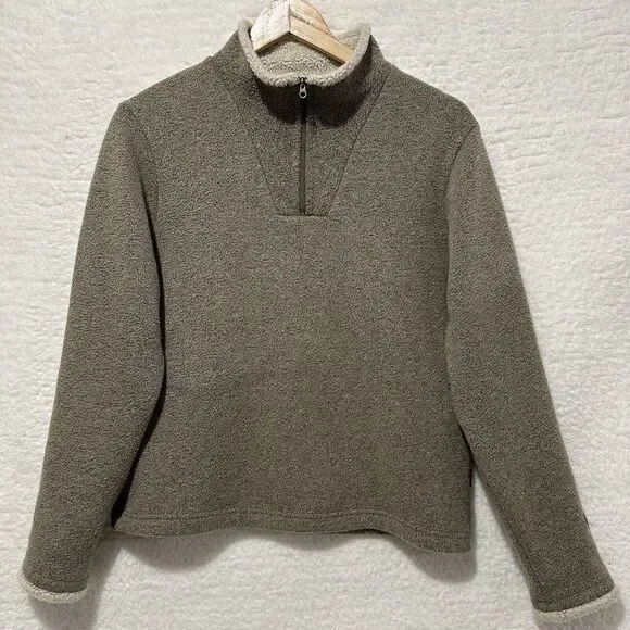KUHL Women's Beige/Tan‎ 1/4 Zip Pullover ALFPACA FLEECE Sweater Long Sleeve Sz M