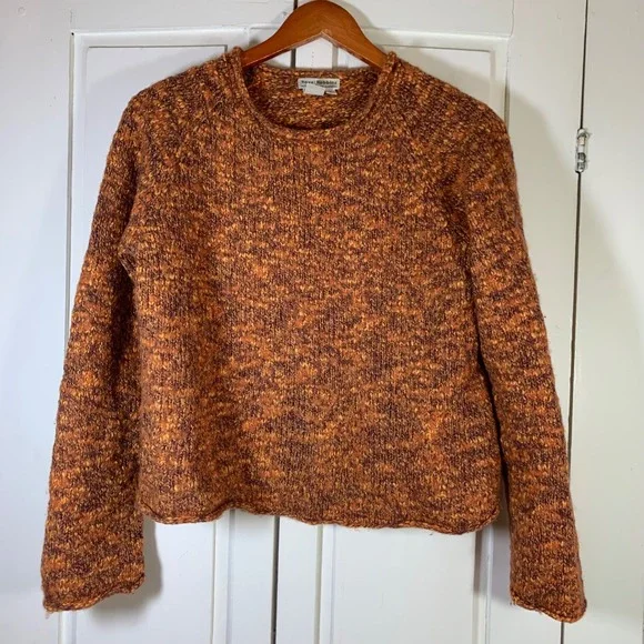 Royal Robbins Womens Marled‎ Wool Blend Raglan Sweater Orange Rust Brown Large