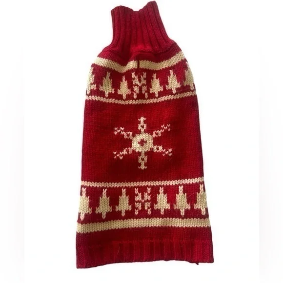 Winter Dog Sweater - Snowflake - Red and White