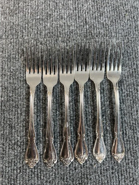 Oneida Stainless Flatware Celebrity Floral Rose 6 PCs 6.5 Inch Salad Forks