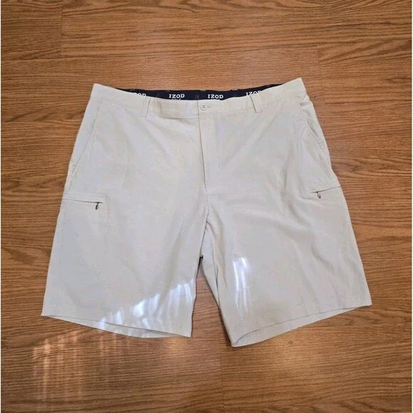 Izod Mens Light Beige Golf Multi Pocket Cargo Shorts Big & Tall Size 44 (14065)