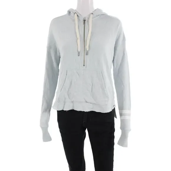 Philanthropy Women Pullover Hoodie Light Blue Cotton Viscose Size XS
