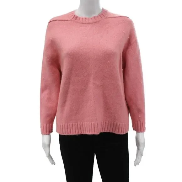 Banana Republic Women Pullover Sweater Pink Crew Neck Merino Wool Size 2XS