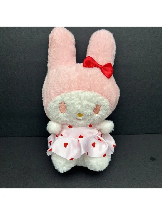 My Melody Sanrio Rabbit Plush Stuffed Animal Pink White Red Bow Heart Dress