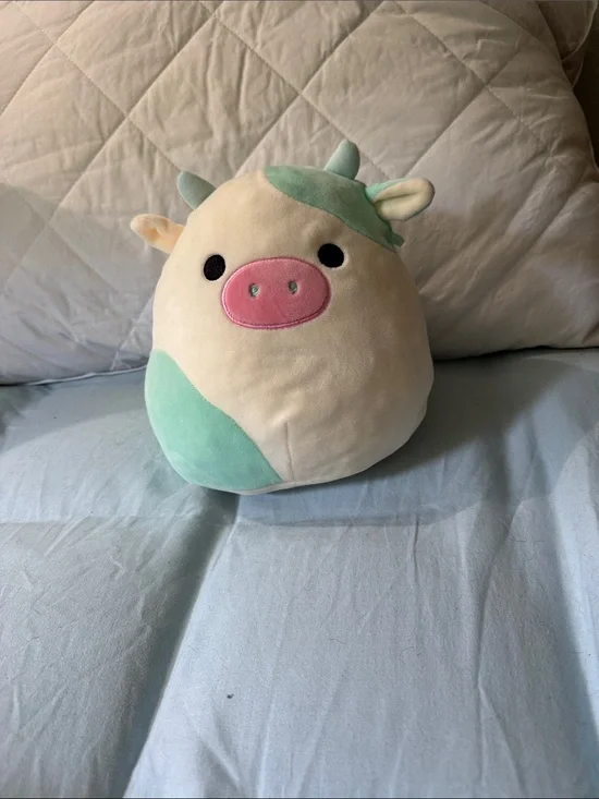 Squishmallows Cow Plush Cream, Mint & Pink Soft Toy