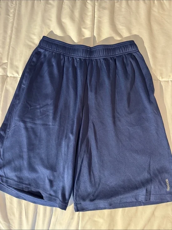Reebok Men's Navy Blue Athletic Mesh Shorts