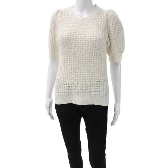 Michael Stars Womens Sweater Cotton Crew Neck Short Sleeve Ivory Size XS