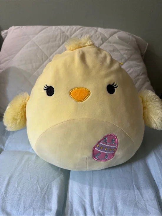 Squishmallows Yellow Chick Plush with Pink Egg Patch