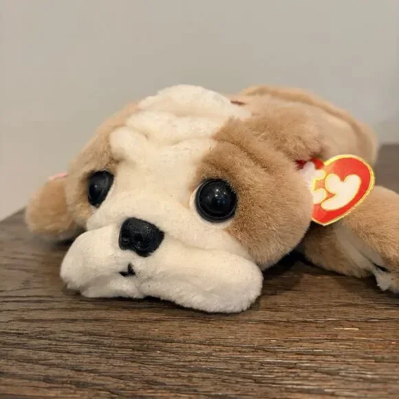 Vintage 1995 TY Buddies CHURCHILL Bulldog Stuffed Plush Hang Tag