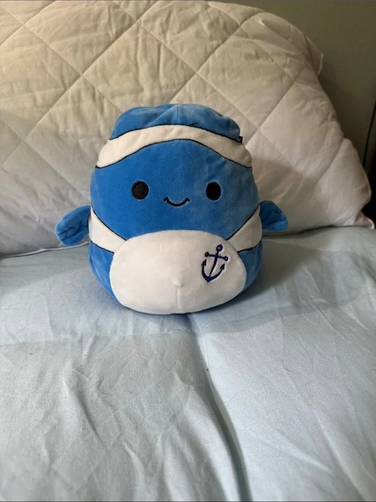 Squishmallows Blue and White Nautical Whale Plush
