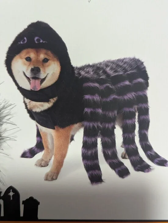 NWT Furry Purple Black Spider Dog Costume XL