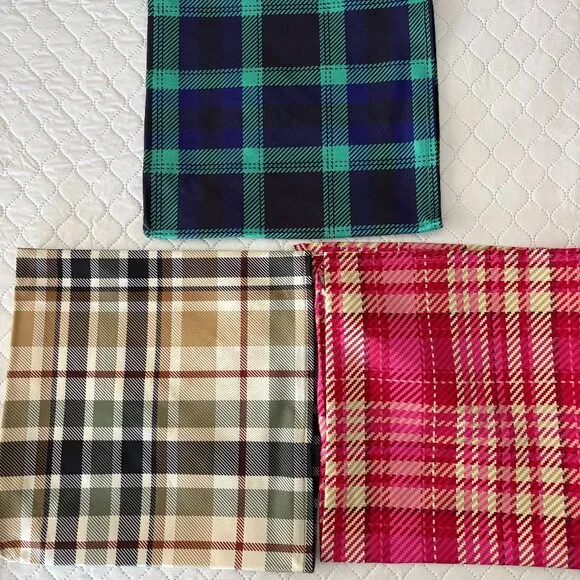 New Set of 3 Plaid triangle bandanas 33 inches long