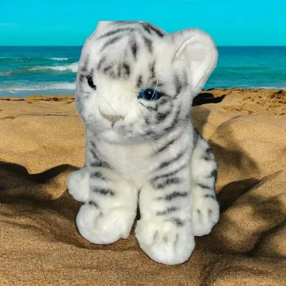 Hansa Creations Plush White Tiger Cub Lifelike Stuffed Animal Baby Cat 8