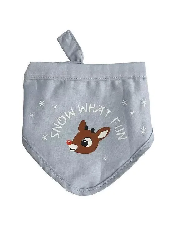 Rudolph Snow What Fun Pet Bandana, Size: Large/XL, Blue