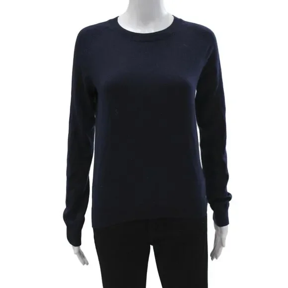 Majestic Filatures Womens Pullover Sweater Blue Organic Cotton Crewneck Size 1