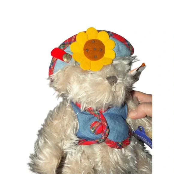 Teddy Bear Collection Plush Toy Sunflower Beret‎ Denim Vest