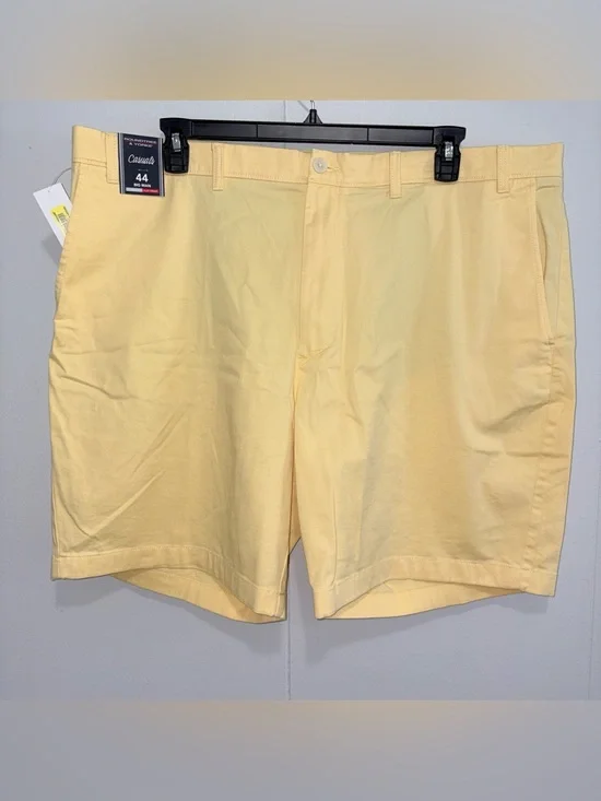 Roundtree & Yorke Mens Big & Tall Shorts 44 Yellow Classic Fit NWT