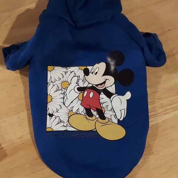 Pull-over Blue Dog Hoodie‎ Mickey Mouse Flowers