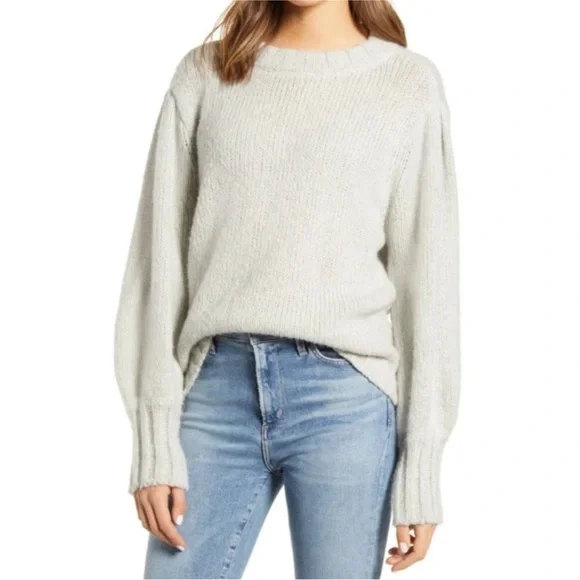Rails Sybil Balloon-Sleeve Sweater Light Gray Size XS