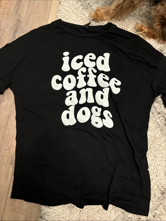 Iced Coffee and Dogs Graphic Tee - Black
