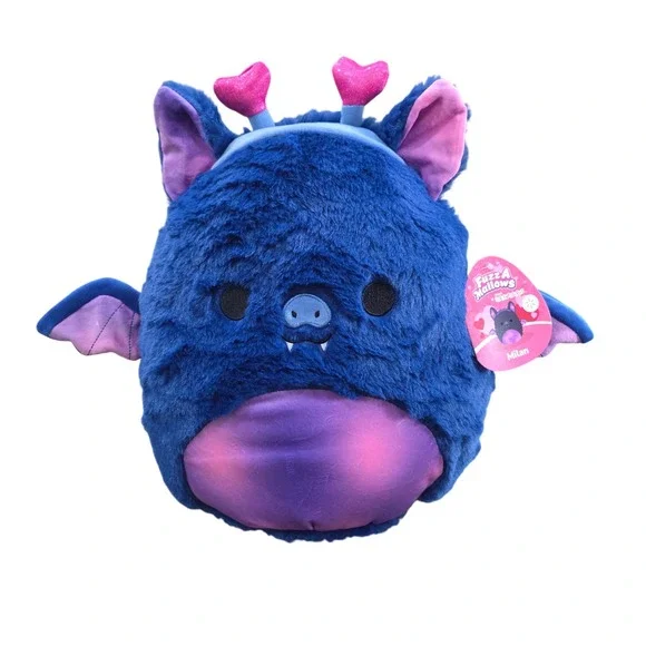 Squishmallows Milan the Bat 12 Inch Fuzz-A-Mallows Blue Valentine Exclusive HTF‎