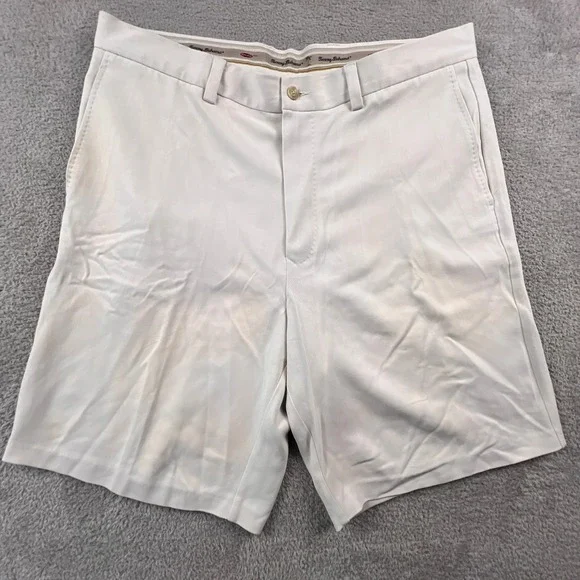 Tommy Bahama Silk Shorts Mens‎ 36 White Relax Flat Front Tropical Beach Casual