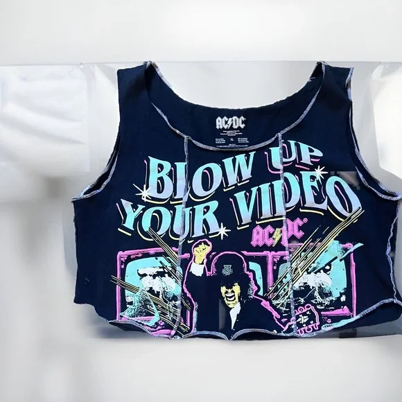 AC/DC Blow Up Your Video Cropped T-shirt Womens XL