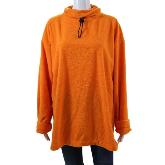 Urban Outfitters Womens Long Sleeve Drawstring Mock Neck Sweater Orange Large