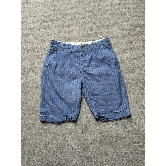 Scotch and Soda Amsterdam Fave Shorts Mens 32 Blue Cotton Linen Blend Chino