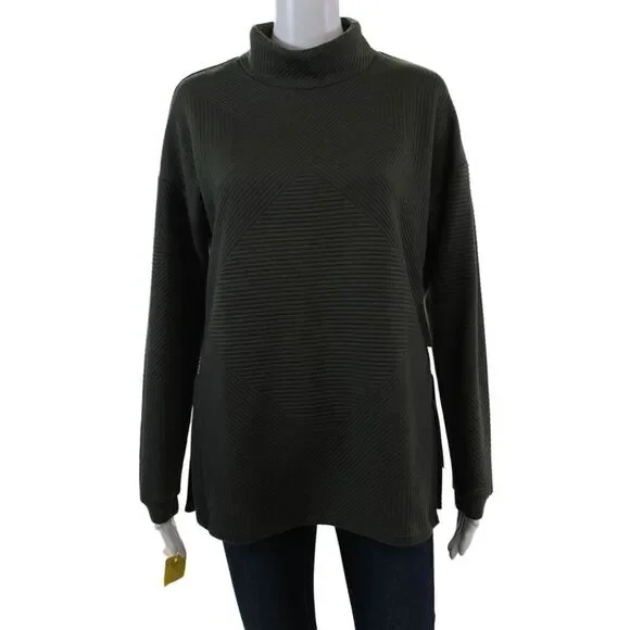 Tribal Womens Long Sleeves Pullover Turtleneck Sweater Green Size Extra Small
