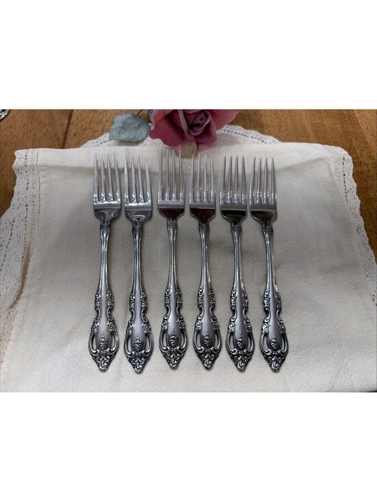 Oneida Community Michelangelo Silver plated  Dinner Forks Set 6 Roses Cottage