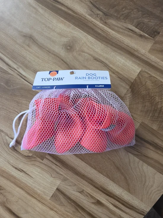 NWT Top Paw Red Dog Rain Booties Paws Protective Shoes - Size XL (Set of 4)