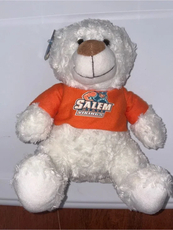 Mascot Factory Salem State University Vikings White and Orange 10 in. Teddy Bear